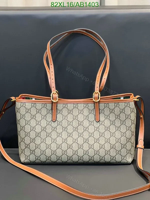 View 2 of Gucci GG Emblem Small Tote Bag with Leather Trim RML852