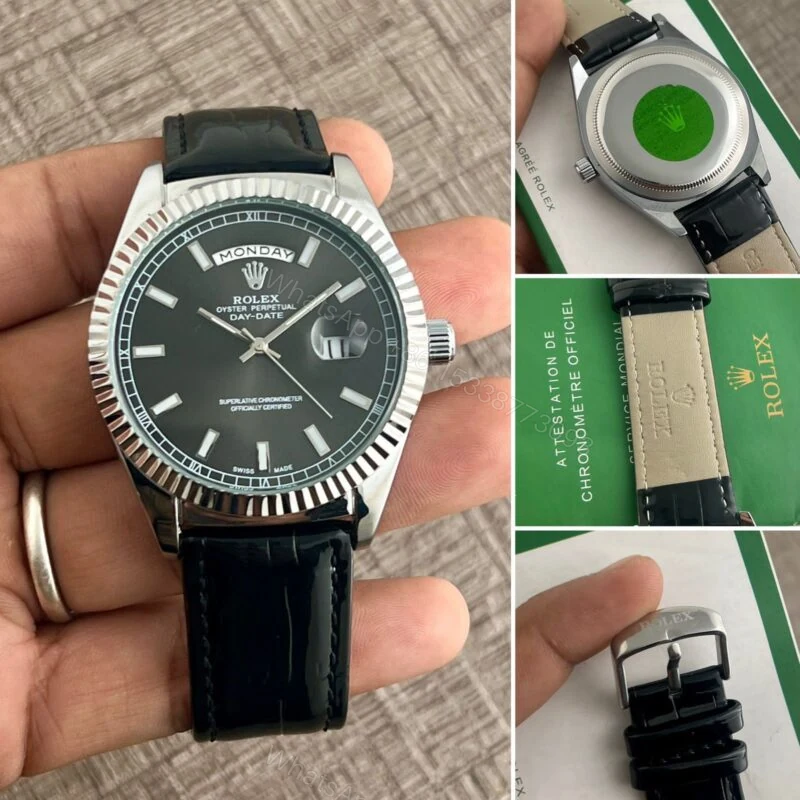 View 2 of Rolex Day-Date Croco Black 40MM Quartz