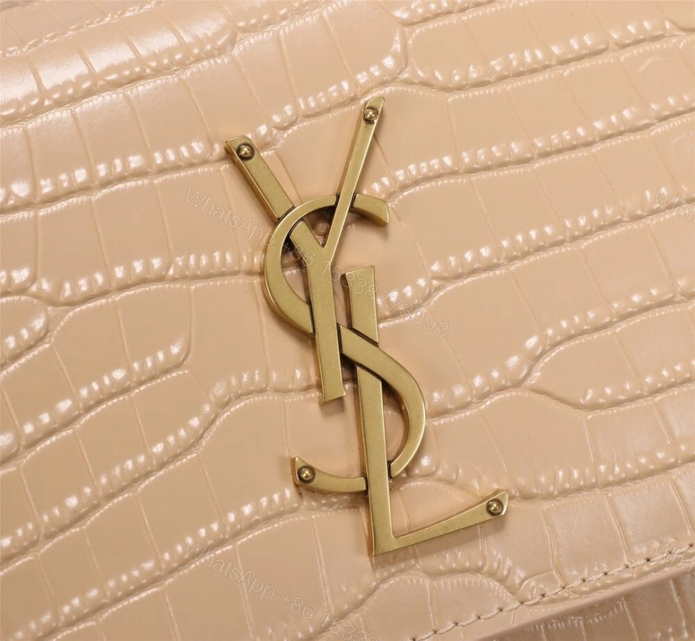 View 6 of Saint Laurent Sunset Medium Chain Bag In Crocodile-Embossed Shiny Apricot 22Cm 442906DND0N9207