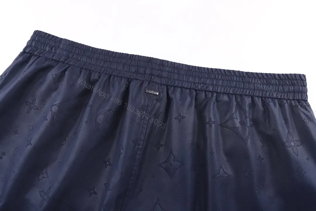 View 9 of Blue Leather-Look Louis Vuitton Monogram Print Shorts