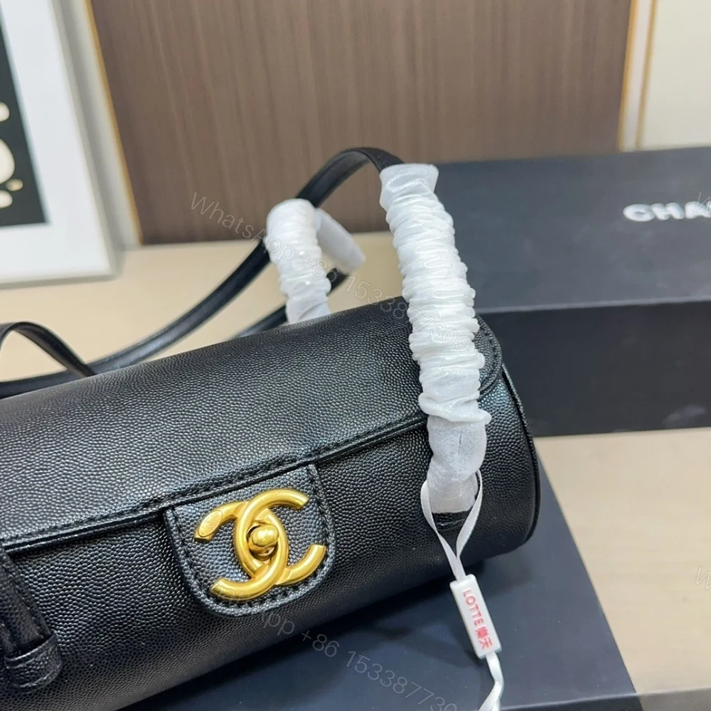 View 5 of Chanel Small Bowling Bag Grained Shiny And Gold Tone Black 20Cm