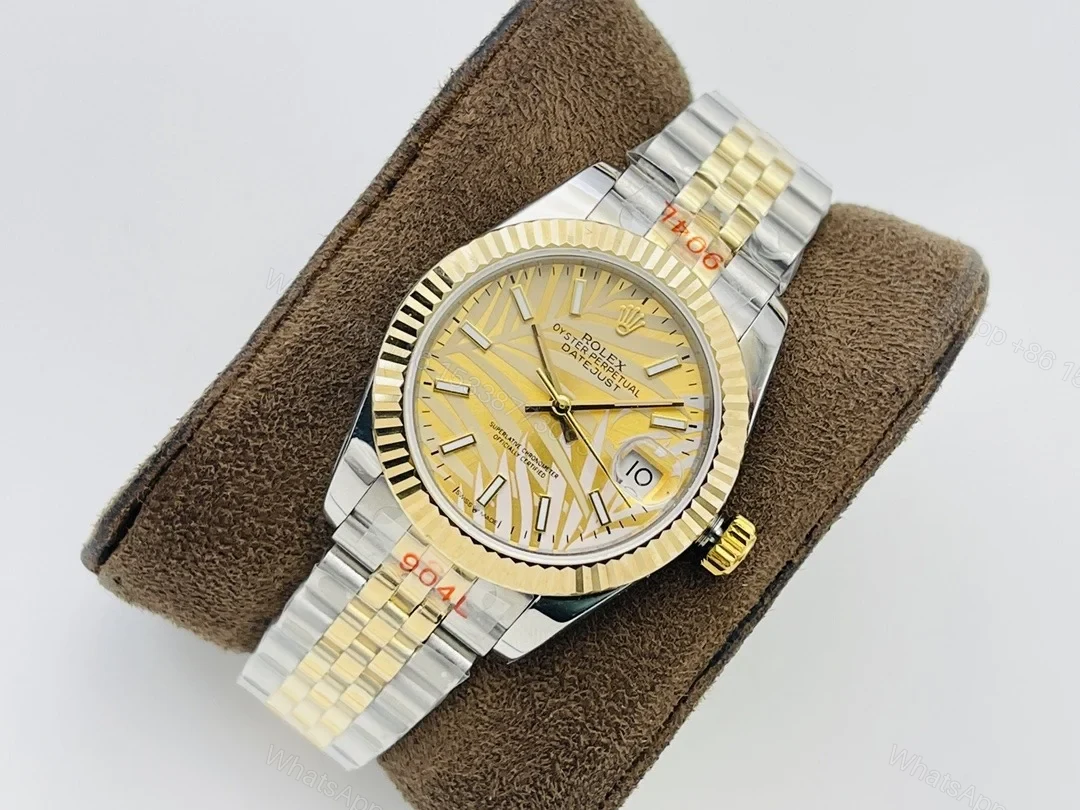 View 3 of Replica Rolex Datejust Gold Palm Motif Dial 126233 36 mm