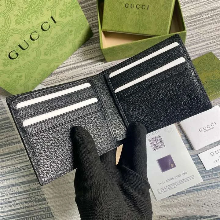 View 6 of Gucci Men GG Marmont Leather Bi Fold Wallet Black Metal Free Tanned Leather Double G – WGR005