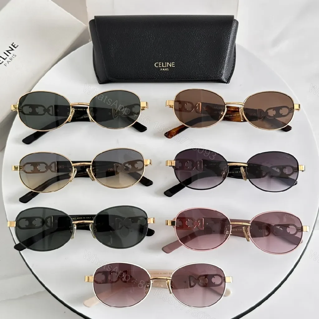 View 6 of Gold-Tone Round Sunglasses with Luxe Detailing