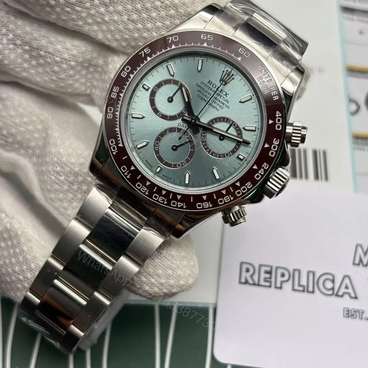 View 3 of Super Clone Rolex Daytona 126506 “Platona” Open Case Back | Ice Blue