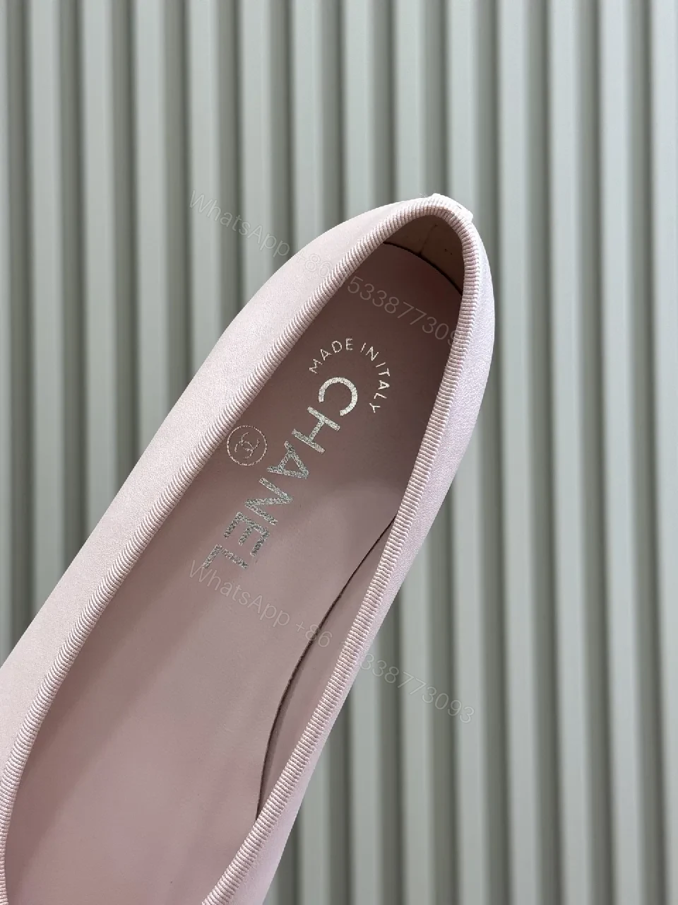 View 5 of Soft Pink Leather Ballet Flats with Quilted Accent and Bow