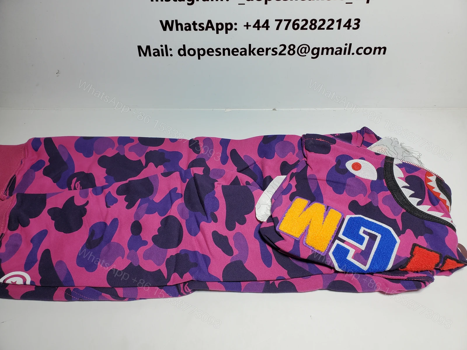 View 4 of BAPE Color Camo Shark Zip Hoodie Purple 4580793338444