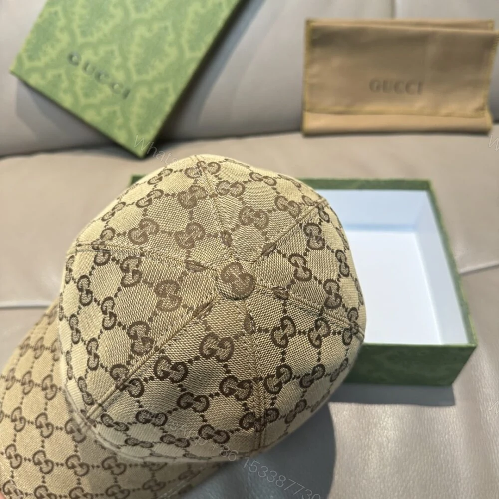 View 5 of Gucci GG Canvas Baseball Hat Camel And Dark Brown 807834 4HBA8 9766