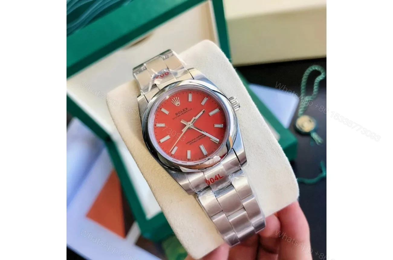 View 2 of Replica Rolex Oyster Perpetual SS/SS Red/Stk 31/41 mm