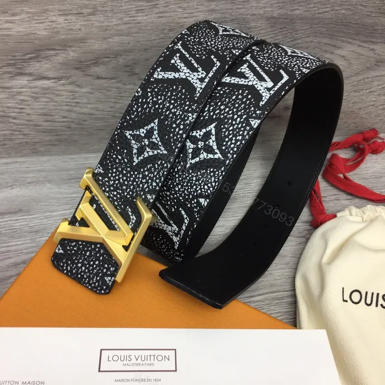 View 2 of Monogram Belt: Bold Black Leather, Gold Buckle, Luxe Style