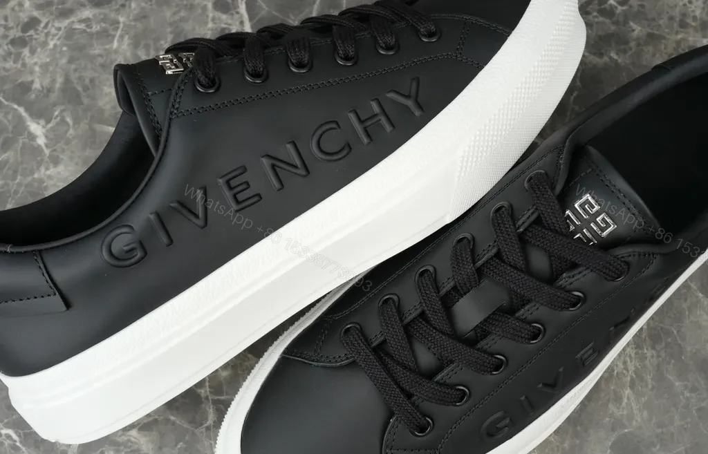 View 4 of Black Leather Low-Top Sneakers: Givenchy-Inspired Luxury Comfort