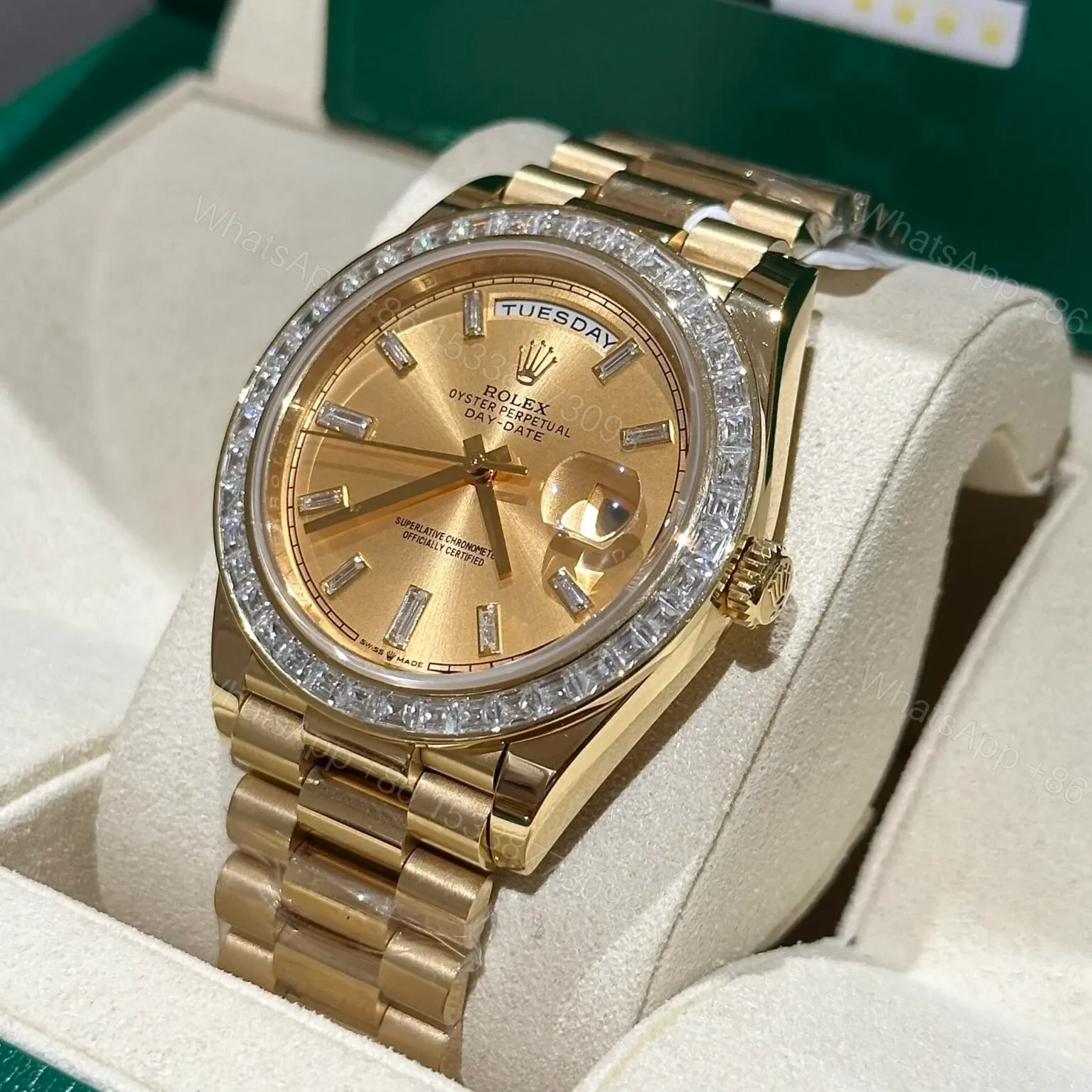 View 4 of Superclone Rolex Day-Date Champagne Diamond Dial 228348rbr-0002 40 mm