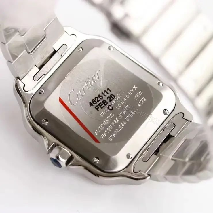 View 7 of Cartier super clone Santos White Dial Steel Bracelet Premium 40MM RG-CARTIER-SANTOS-WHT-STL-40