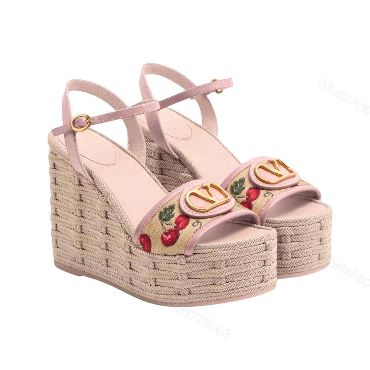 VALENTINO GARAVANI NATURAL LOGO WEDGES SANDAL BEIGE 6W0S0LY9CEC32H — view 1