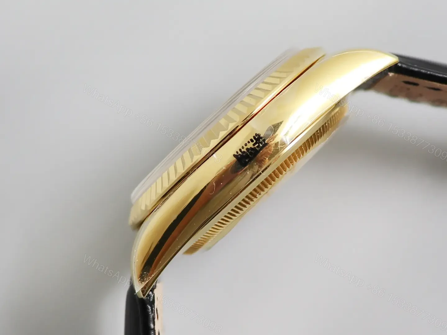 View 5 of Fake Rolex Day-Date Champagne Diamond Premium Leather Strap 36MM ROLEX-DD36-CHAMP-DIA