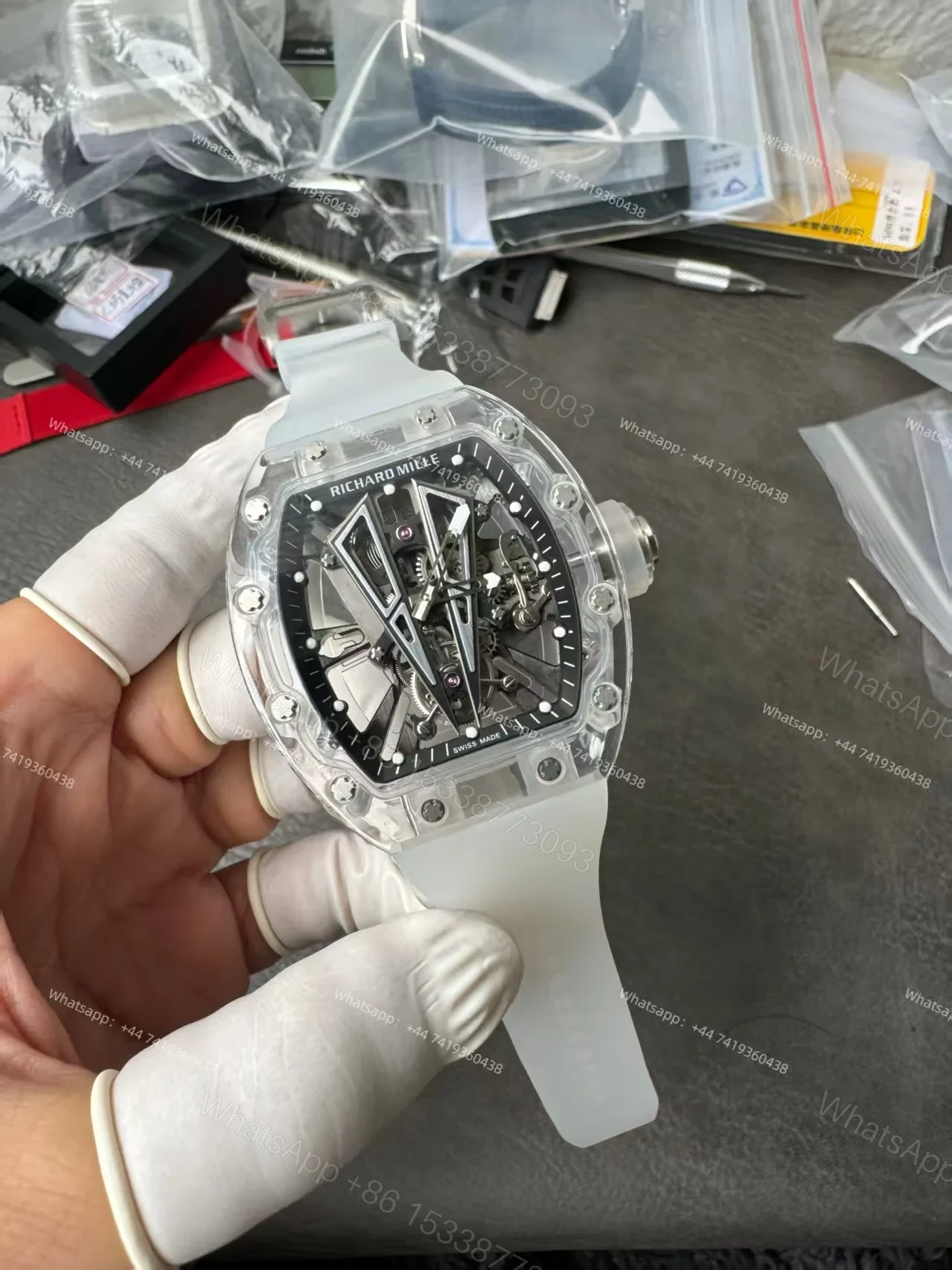 View 2 of Super Clone Richard Mille RM 27-03 Raging Bull Sapphire Crystal Skeleton Tourbillon 1:1 Replica Watch