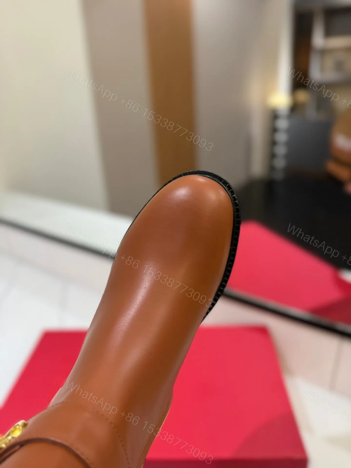 View 2 of Valentino Women Brown Leather Knee High Boots