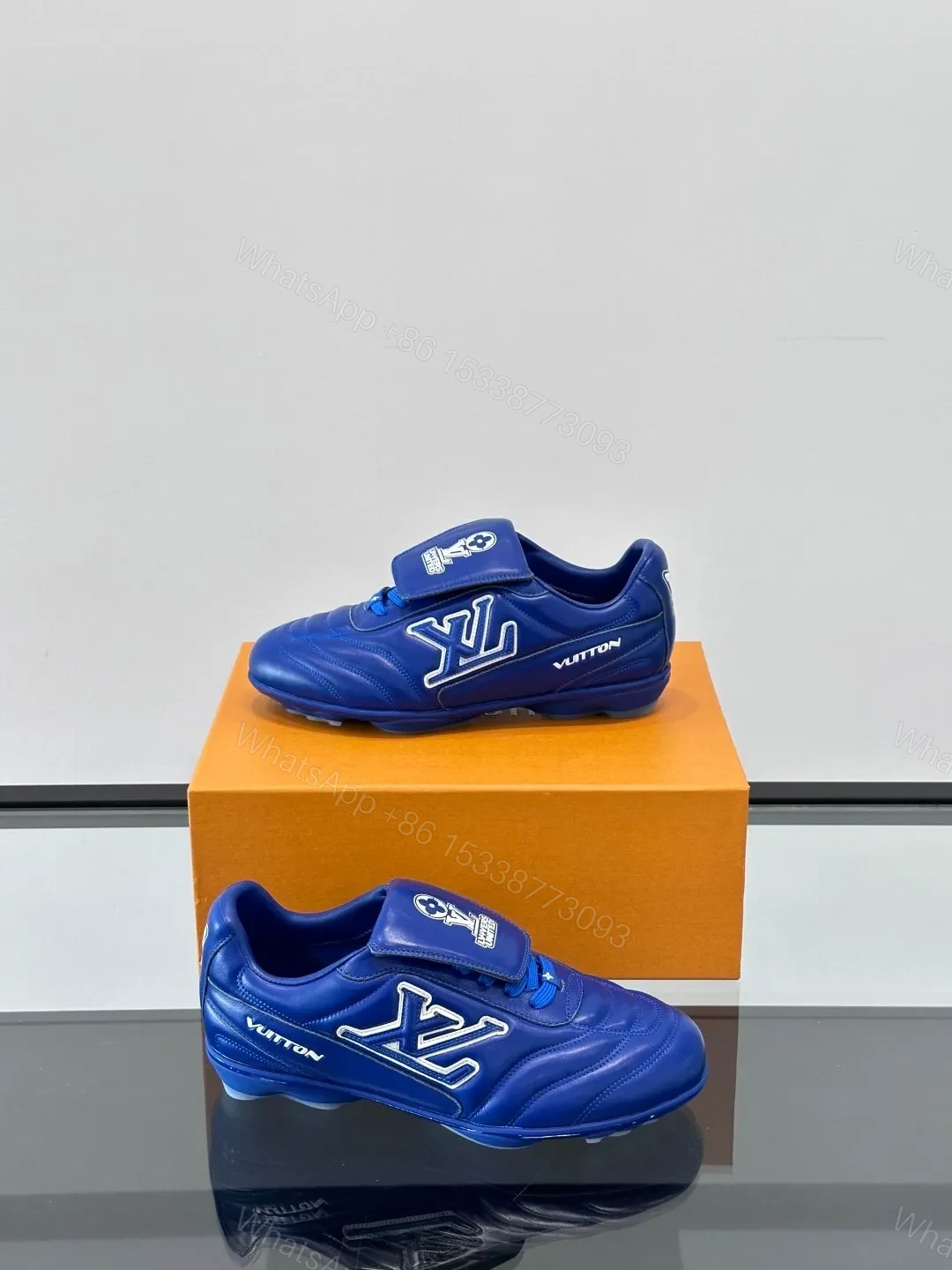 View 4 of LV Men Blue Leather Sneakers