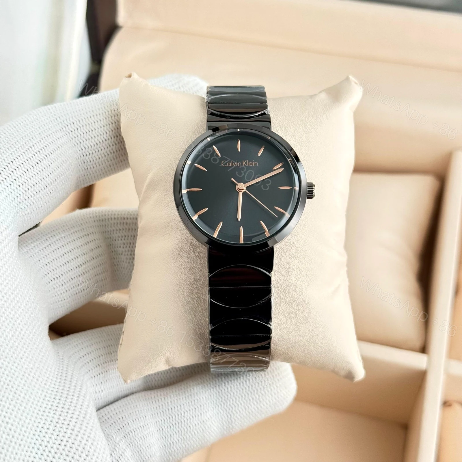 CK Calvin Klein Black Dial Black Chain Watch First Copy | 7A Quality Replica — view 1
