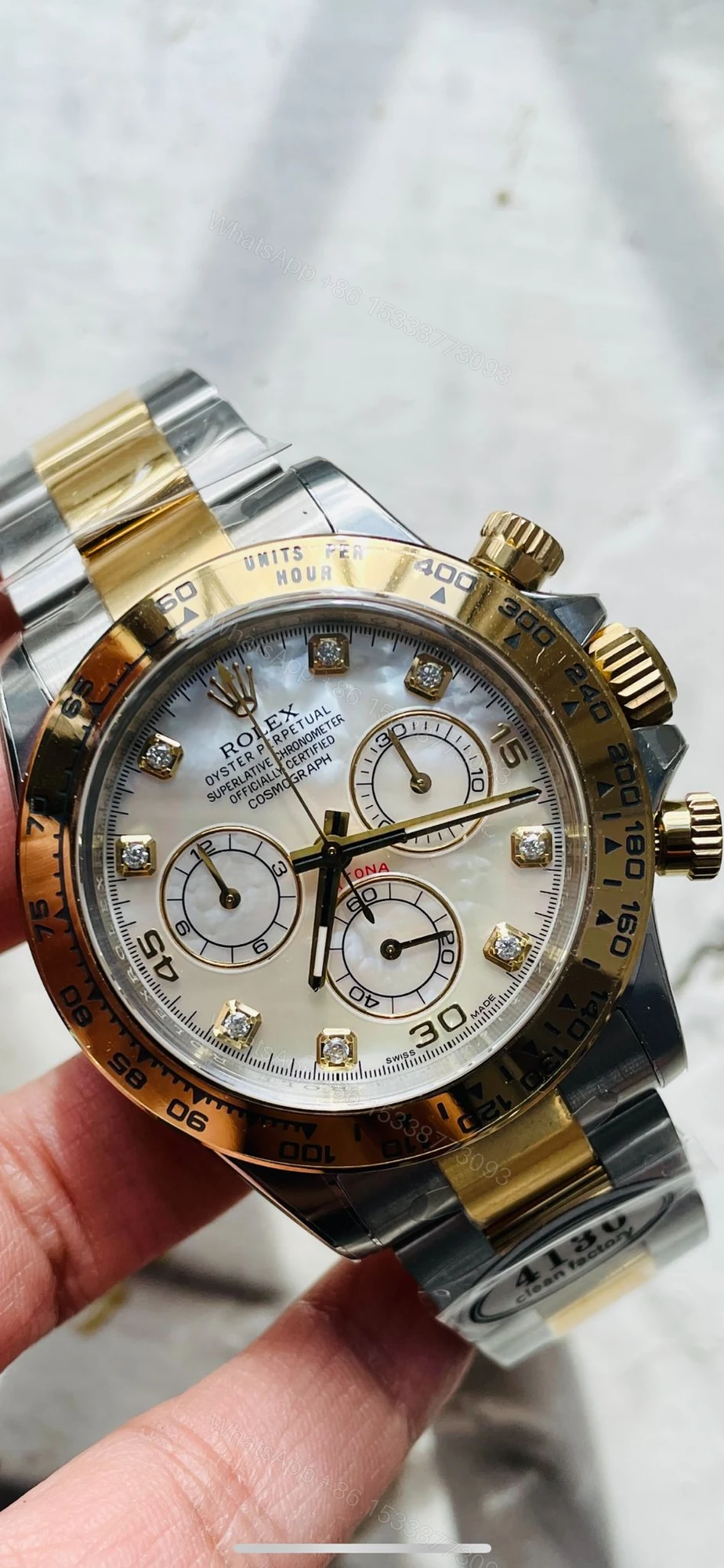 View 7 of Clean Factory 1:1 Rolex Daytona 116503 Two Tone Yellow Gold Real MOP Diamond Dial SA4130