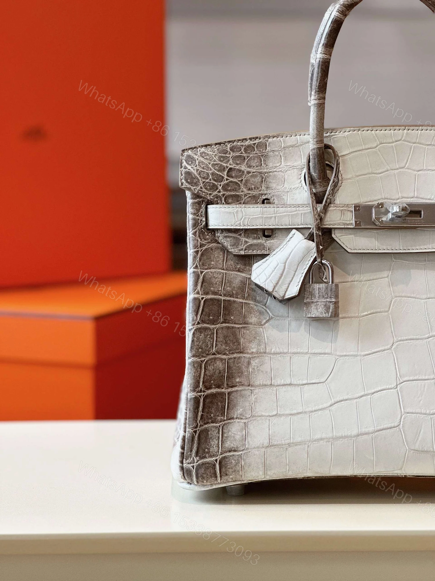 View 5 of Hermes Birkin 30 Himalaya Albino Genuine Crocodile Leather