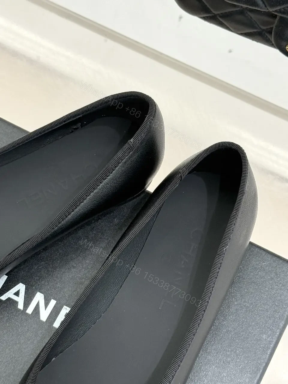 View 6 of Black Leather Pointed-Toe Flats, Minimal Luxury Comfort