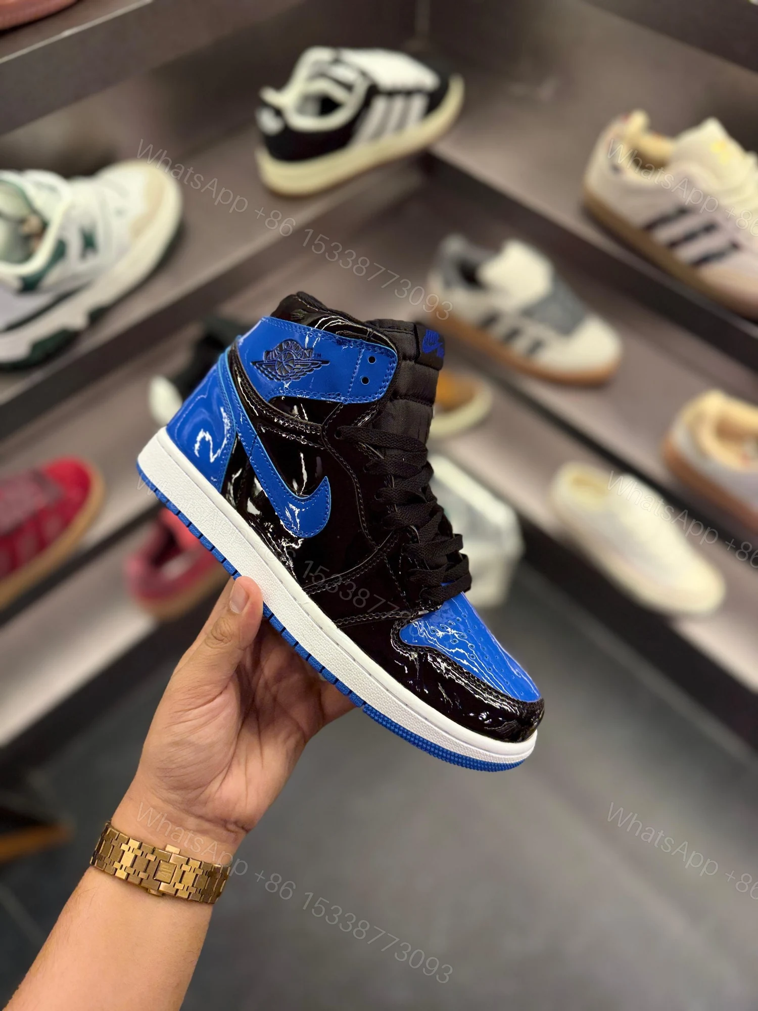 View 6 of First Copy Air Jordans Retro 1 Patent Royal Blue
