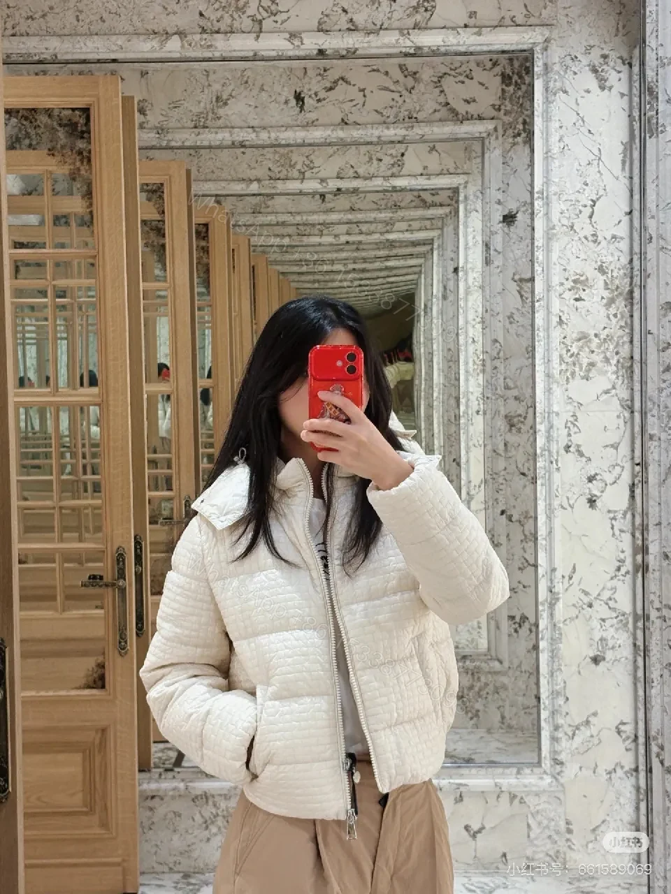 View 3 of Quilted Off-White Hooded Jacket: Lightweight Warmth, Premium Structure