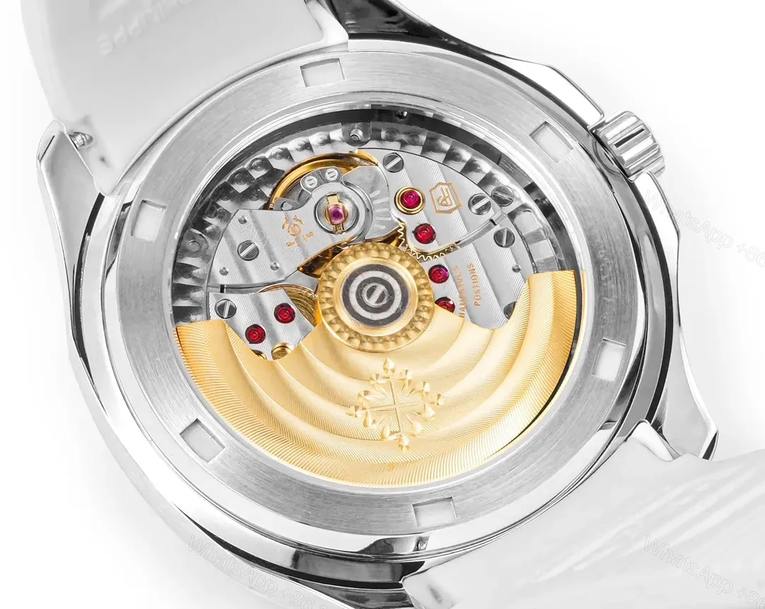 View 8 of Patek Philippe Aquanaut Luce 5268 Series White Dial with Diamond Bezel Stainless Steel and Satin Strap Modern Casual Elegant Style Watch