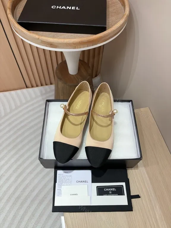 View 9 of Two-Tone Mary Jane Flats: Soft Contrast, Signature Pearl Detail