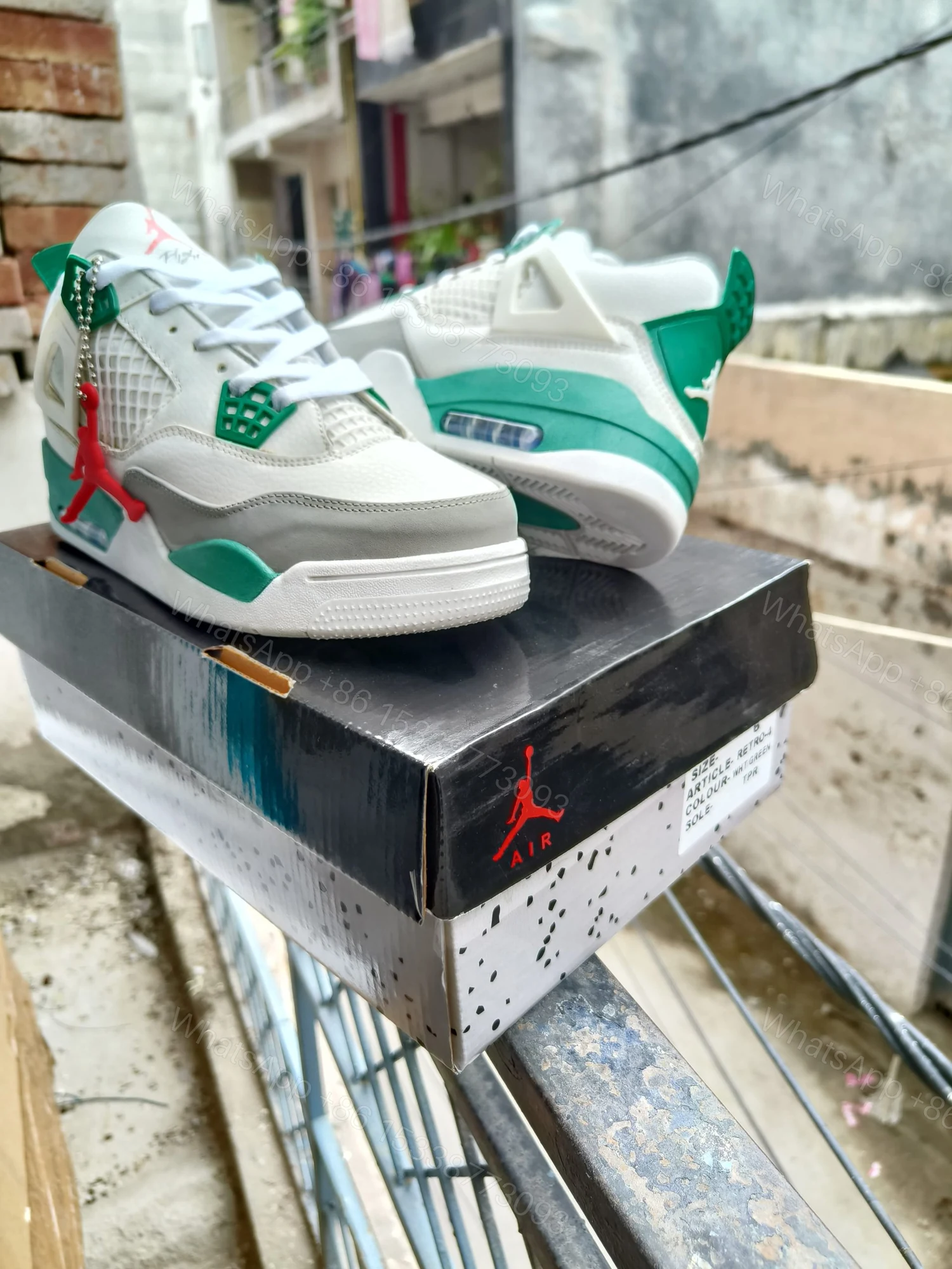 View 2 of BUY FIRST COPY NIKE JORDAN 4 PINE GREEN SNEAKERS