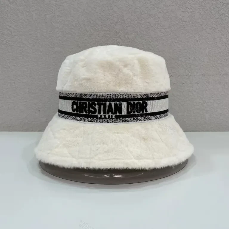 View 2 of Cozy Luxe Black Faux Fur Bucket Hat - Dior Signature Style