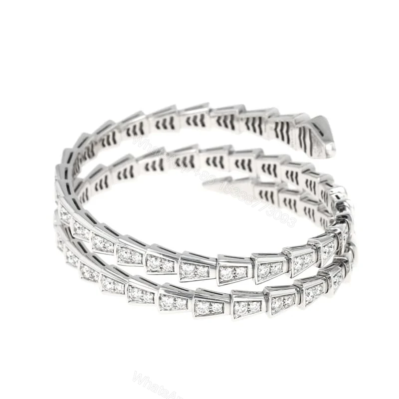 View 3 of Cheap Bulgari Serpenti Viper 18K Gold Full Lab Diamond Bracelet