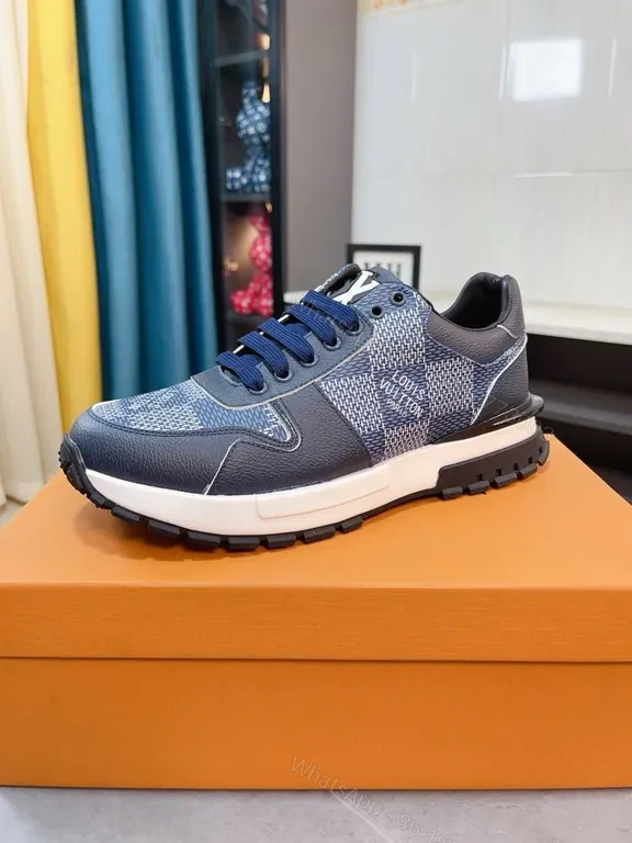 View 2 of Navy LV-Inspired Sneakers: Checkerboard Logo, Low-Top