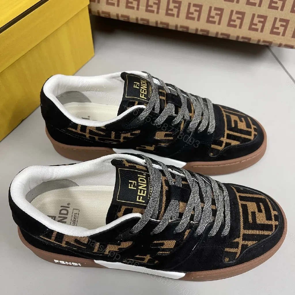 Monochrome Suede-Luxe Low-Top Sneakers with Logo Detail — view 1