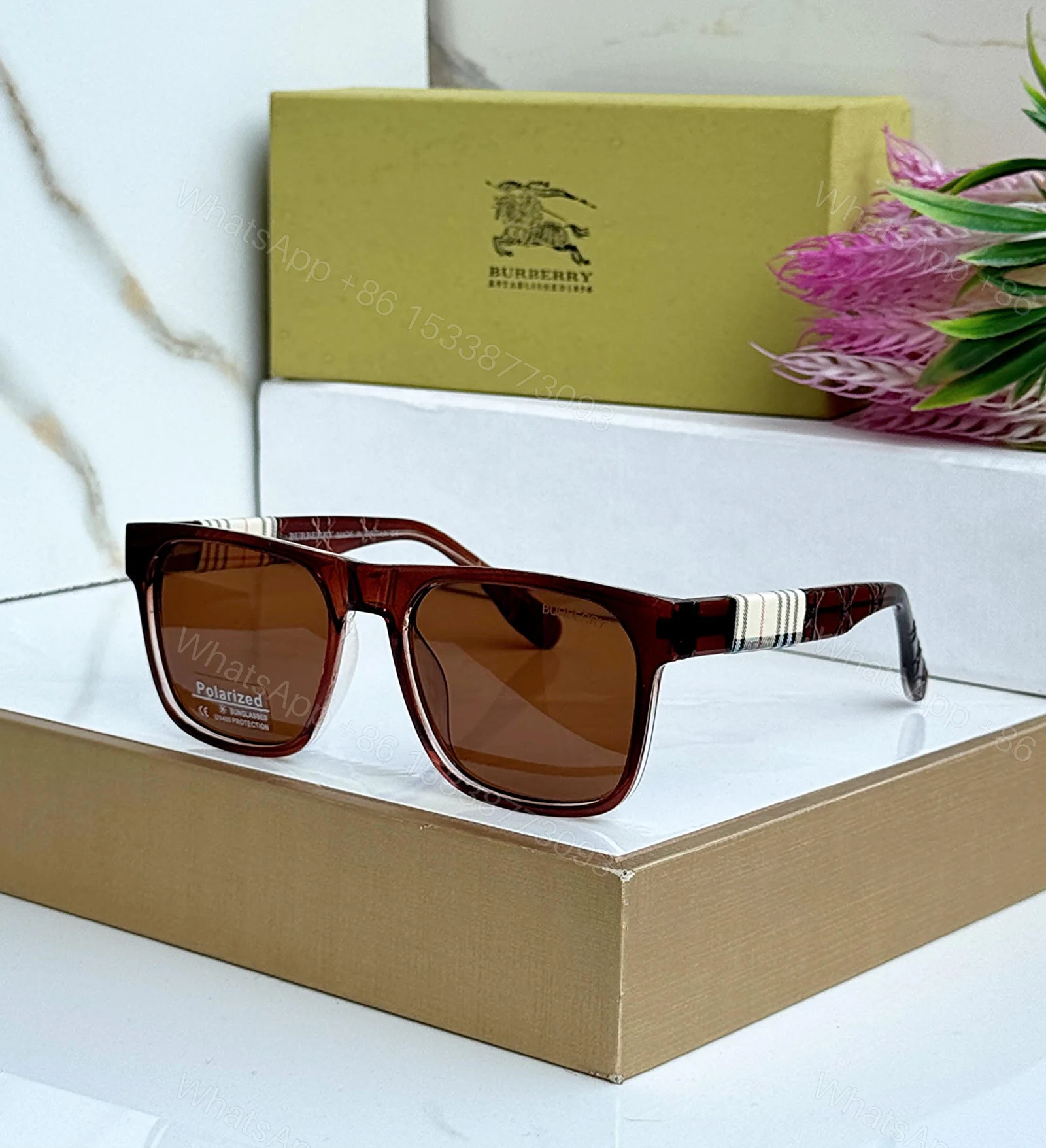 View 4 of Burberry Square Transparent Gradient Sunglasses