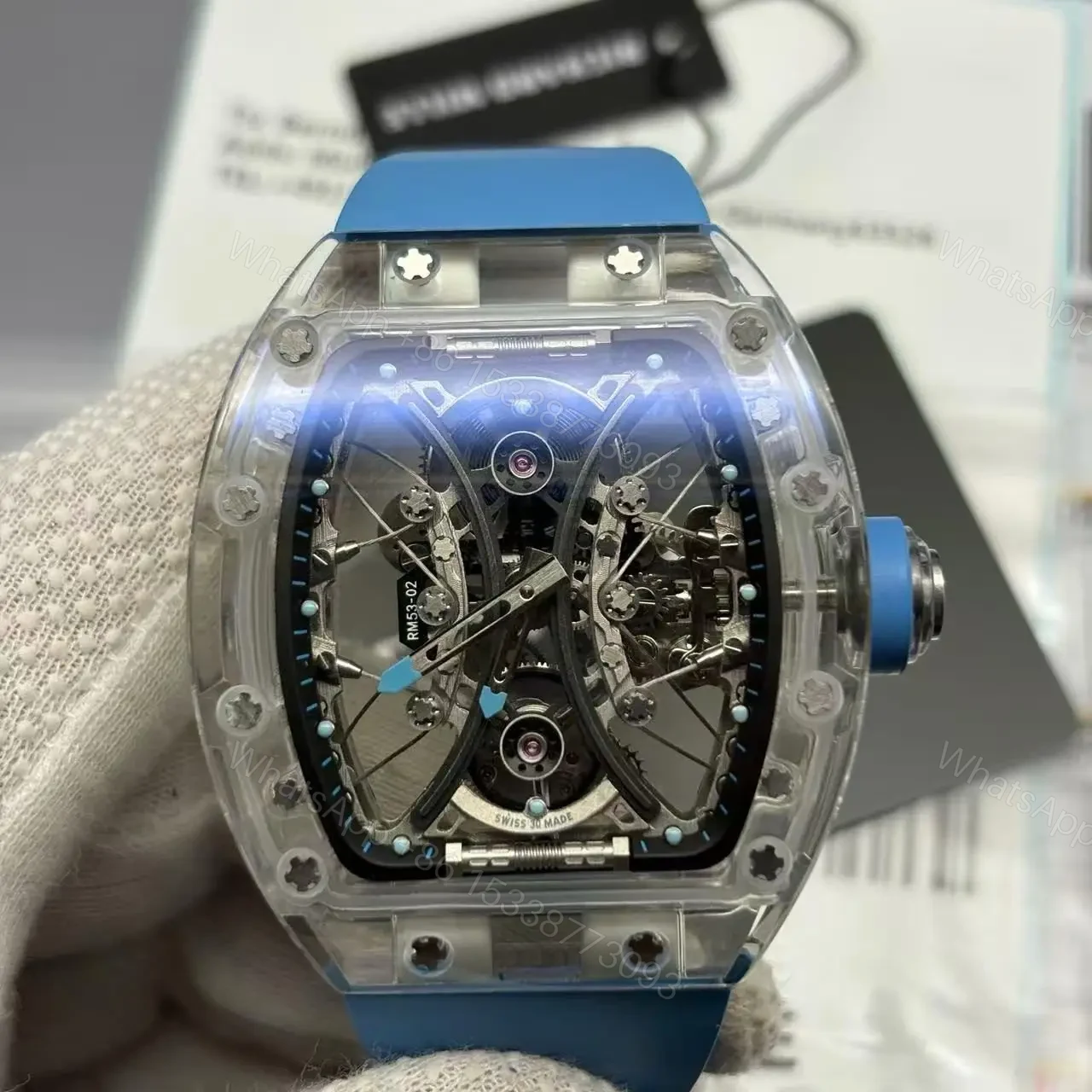 View 3 of Richard Mille Swiss Made Clone RM 53-02 Real Sapphire Edition