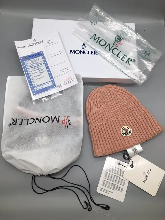 Soft Rose Moncler Beanie: Warmth, Subtle Luxury, Knit Hat — view 1