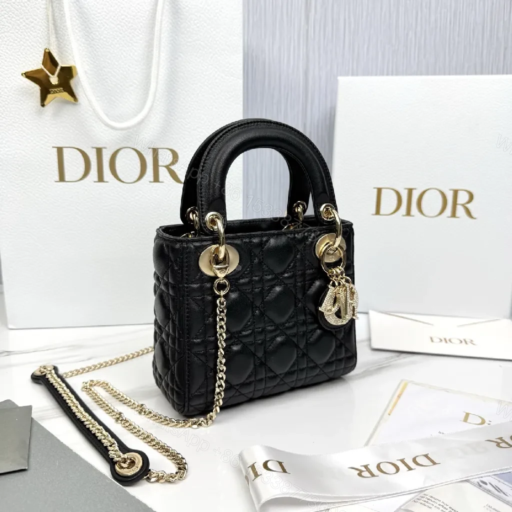 View 3 of Small Black Quilted Mini Bag with Gold Hardware - Elegant Compact Crossbody