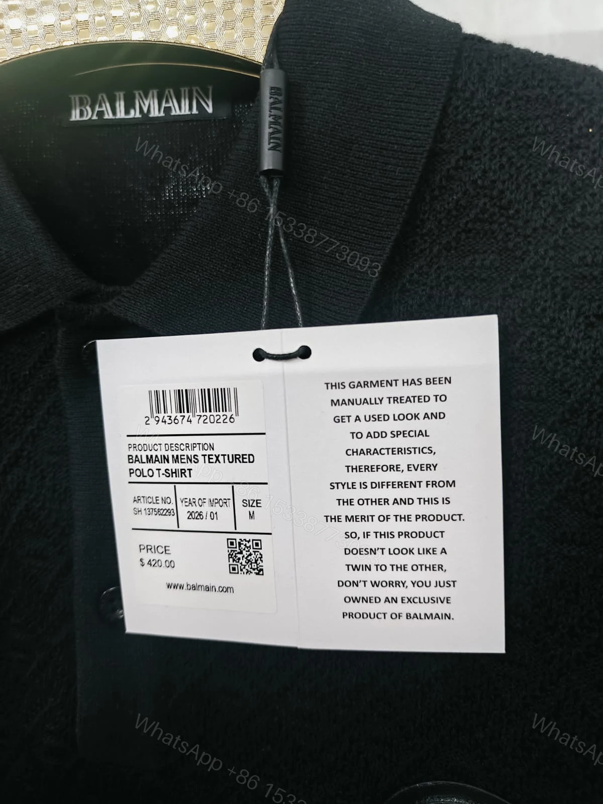 View 8 of FIRST COPY BALMAIN ORIGINAL SUMMER COLLAR POLO T-SHIRT