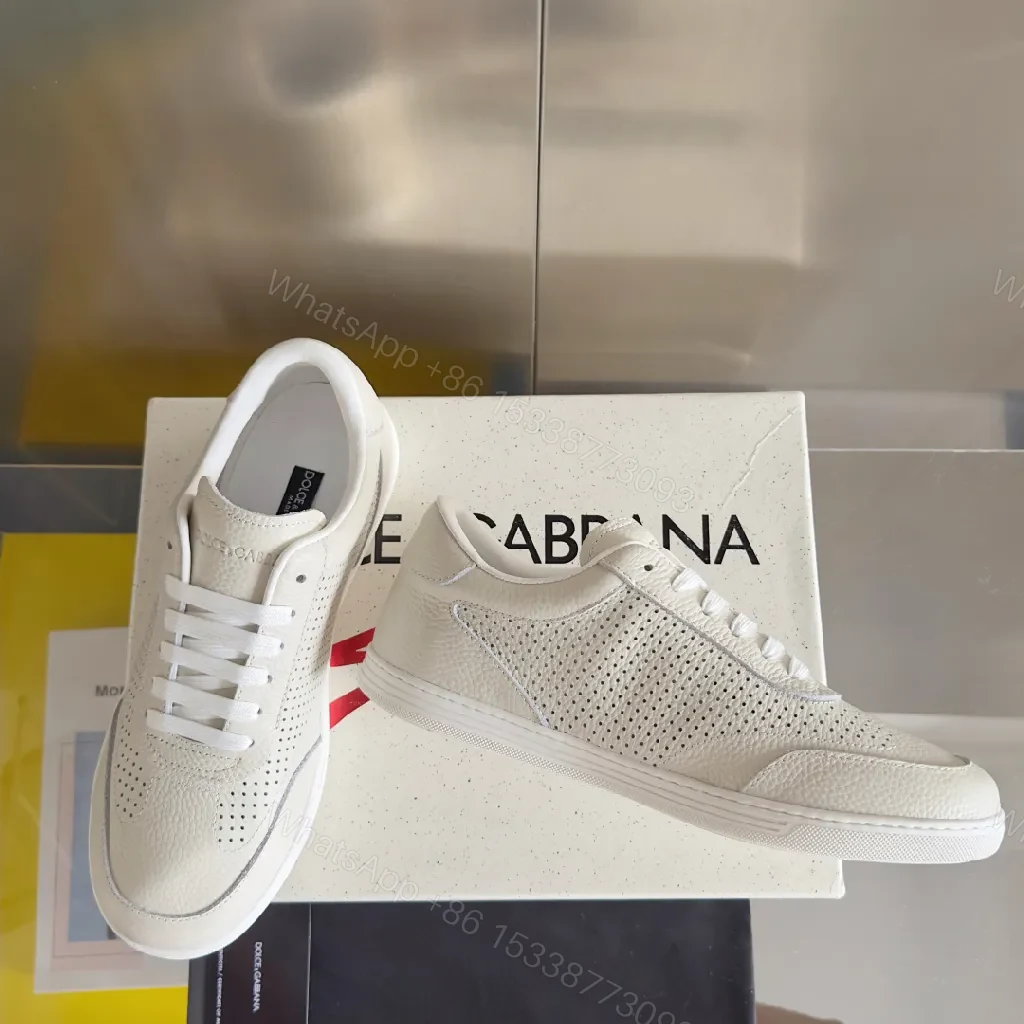 View 3 of Off-White Leather Sneaker: Minimalist, Perforated, Comfortable