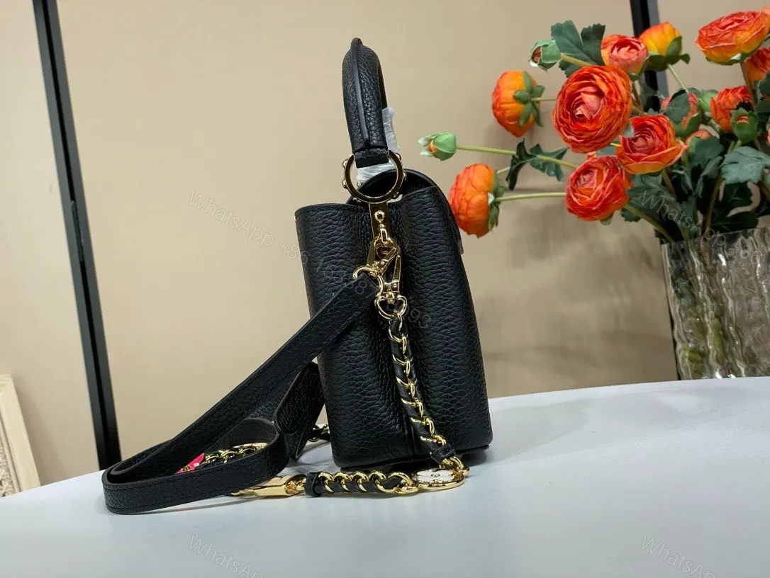 View 6 of Louis Vuitton LV Capucines BB Black Cowhide Leather Handbags 21x14x8cm