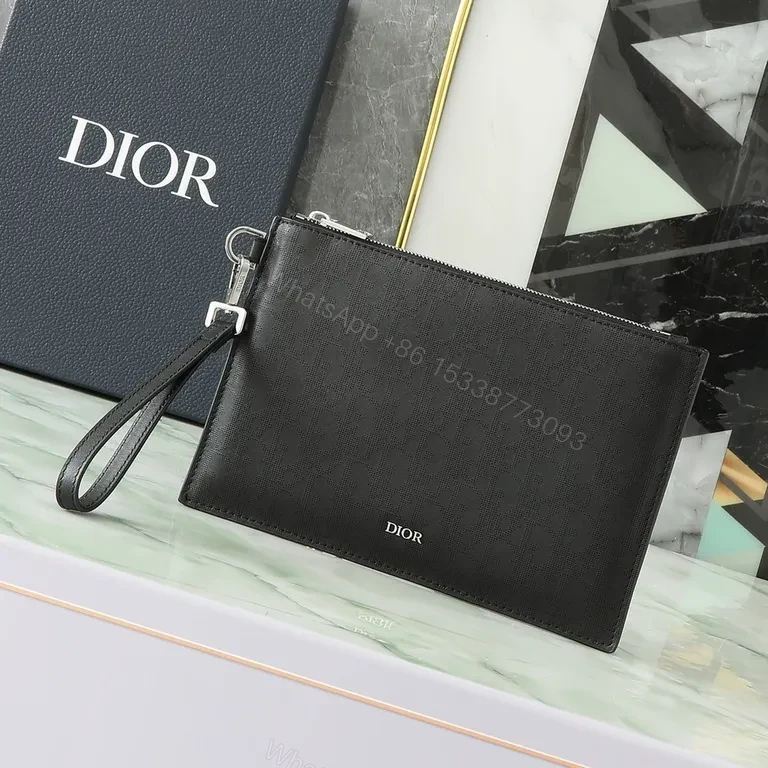 Dior Black Coated Canvas Clutch â€” Minimal Luxury, All-Day Ready — view 1