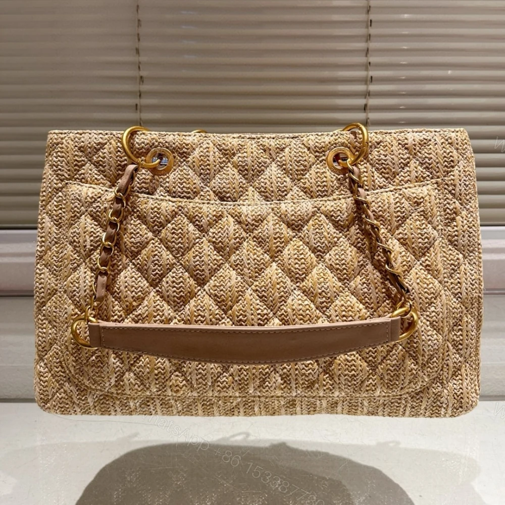View 9 of Chanel Grand Shopping Tote Straw Bag 38Cm