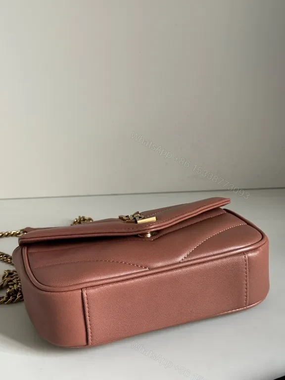 View 8 of Soft-Pink Quilted Crossbody with Gold Hardware - Yves Saint Laurent-Inspired