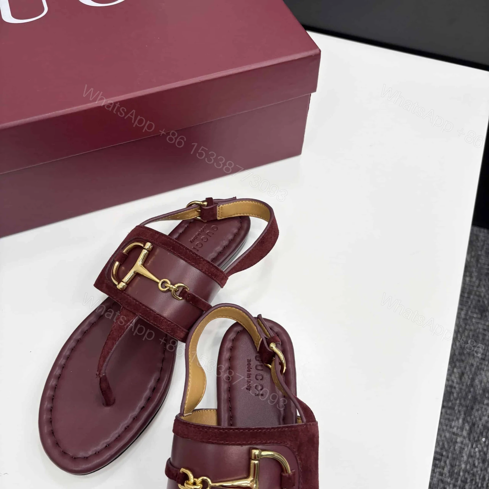 View 5 of GUCCI WOMEN’S THONG SANDAL WITH HORSEBIT ROSSO ANCORA RED 834431 AAEXM 6207