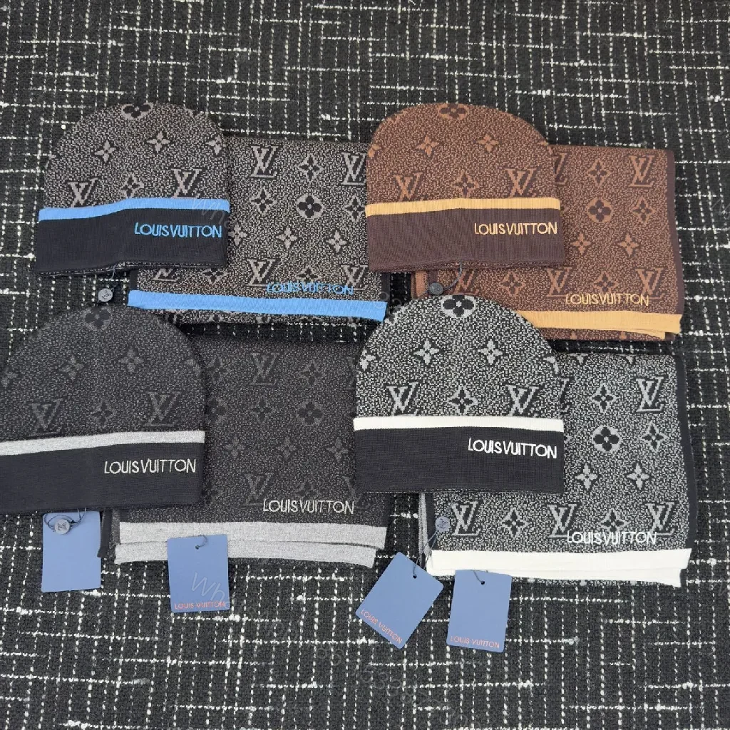 Monochrome Knit Set: Luxury Scarf & Beanie Duo — view 1