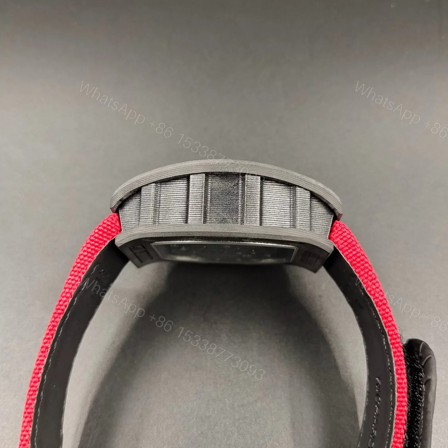 View 5 of Richard Mille RM61-01 Yohan Blake Grey Edition Watch Red Strap NTPT Carbon Fiber Skeleton Automatic Premium Edition RM-RM61-01-YB-RED-NTPT
