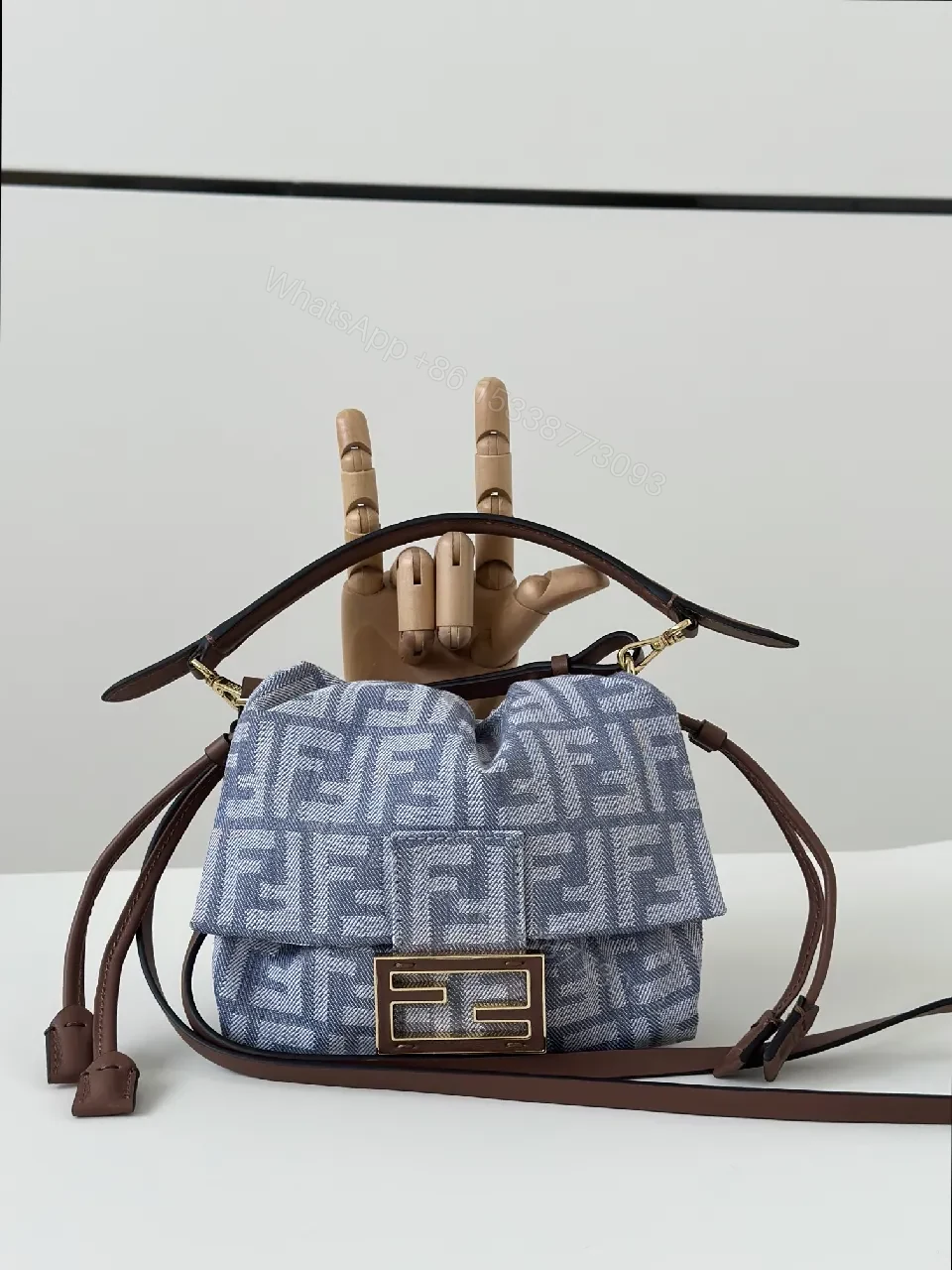 View 9 of Lux Monogram Sling Bag: Gold Hardware, Leather Trim, All-Season Style