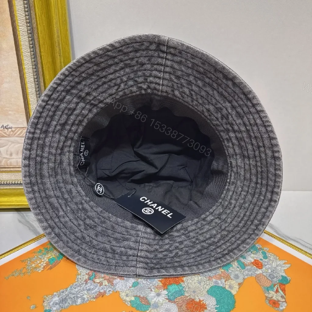 View 6 of Dark Denim Bucket Hat with Interlocking Logo, Lux Style